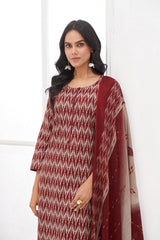 Larqi Women Pure Cotton Red 3 Pcs Set