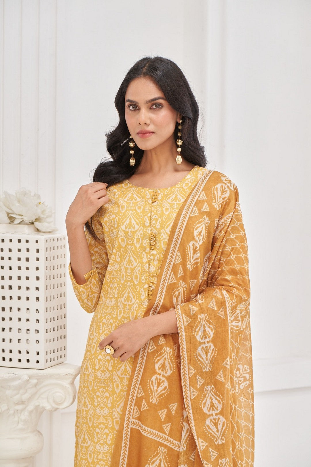 Larqi Women Pure Cotton Yellow 3 Pcs Set