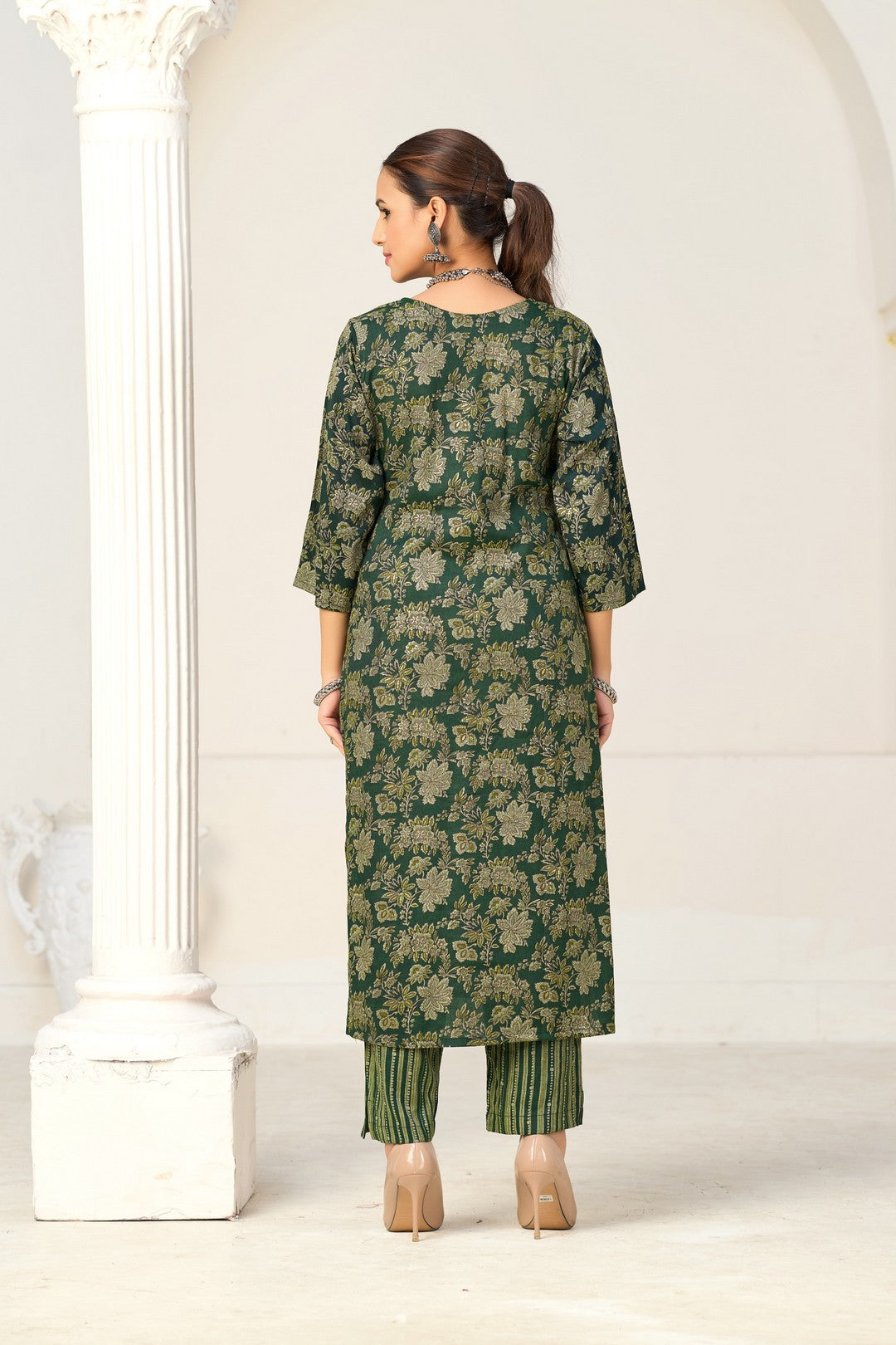 Larqi Women Viscose Rayon Green 3 Pcs Set