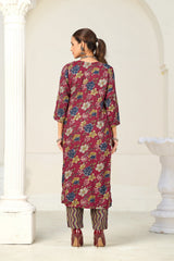 Larqi Women Viscose Rayon Maroon 3 Pcs Set