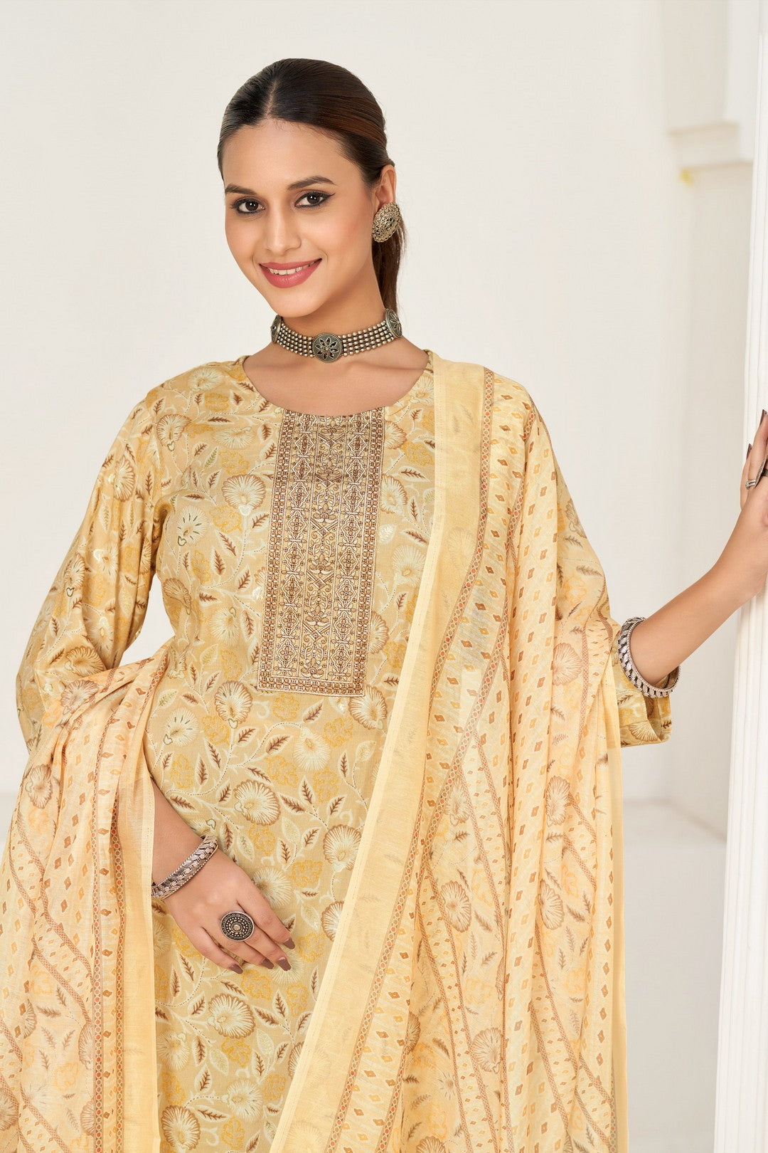 Larqi Women Viscose Rayon Yellow 3 Pcs Set