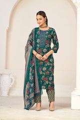 Larqi Women Viscose Rayon Blue 3 Pcs Set