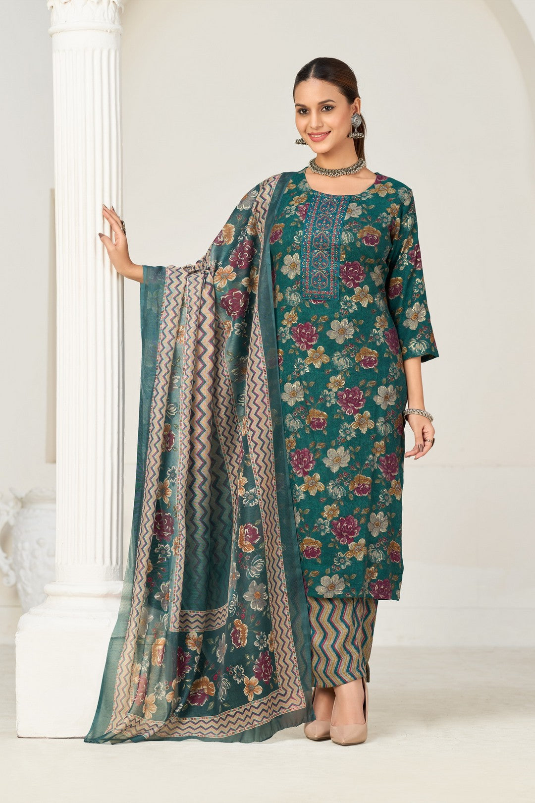 Larqi Women Viscose Rayon Blue 3 Pcs Set