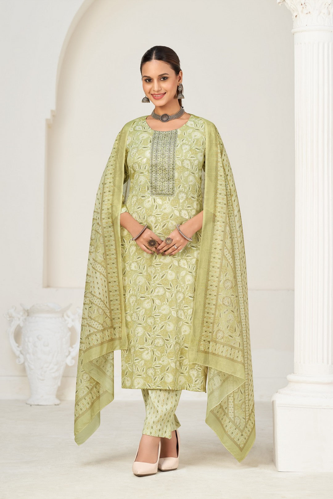 Larqi Women Viscose Rayon Green 3 Pcs Set