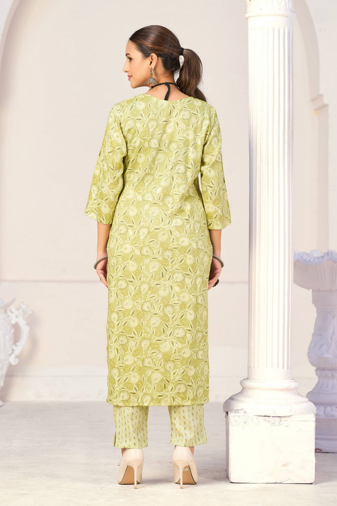 Larqi Women Viscose Rayon Green 3 Pcs Set