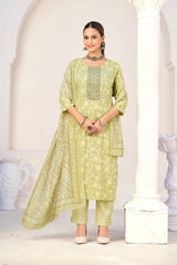 Larqi Women Viscose Rayon Green 3 Pcs Set