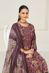 Larqi Women Viscose Rayon Purple 3 Pcs Set