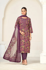 Larqi Women Viscose Rayon Purple 3 Pcs Set