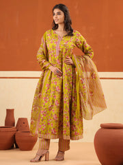 Larqi Women Pure Cotton Yellow 3 Pcs Set