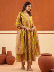 Larqi Women Pure Cotton Yellow 3 Pcs Set