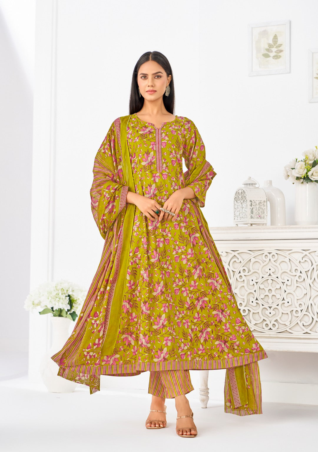 Larqi Women Pure Cotton Yellow 3 Pcs Set