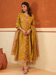 Larqi Women Pure Cotton Yellow 3 Pcs Set