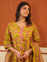 Larqi Women Pure Cotton Yellow 3 Pcs Set