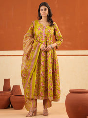 Larqi Women Pure Cotton Yellow 3 Pcs Set