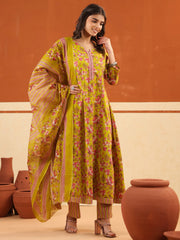 Larqi Women Pure Cotton Yellow 3 Pcs Set