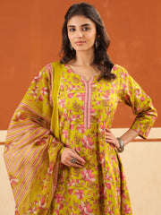 Larqi Women Pure Cotton Yellow 3 Pcs Set