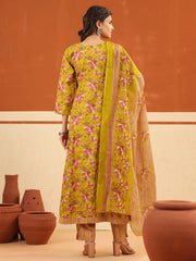 Larqi Women Pure Cotton Yellow 3 Pcs Set