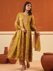 Larqi Women Pure Cotton Yellow 3 Pcs Set