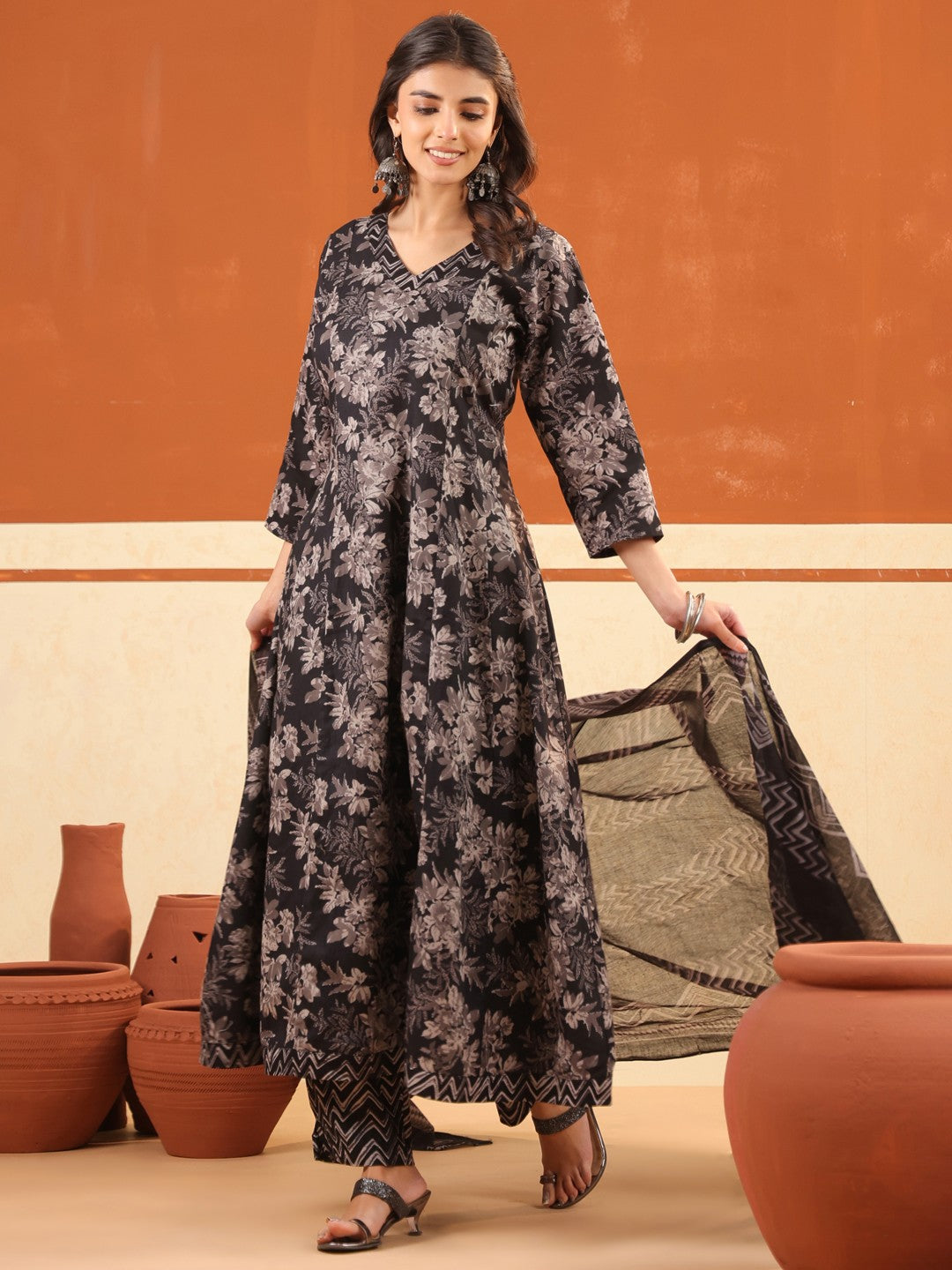Larqi Women Pure Cotton Black 3 Pcs Set