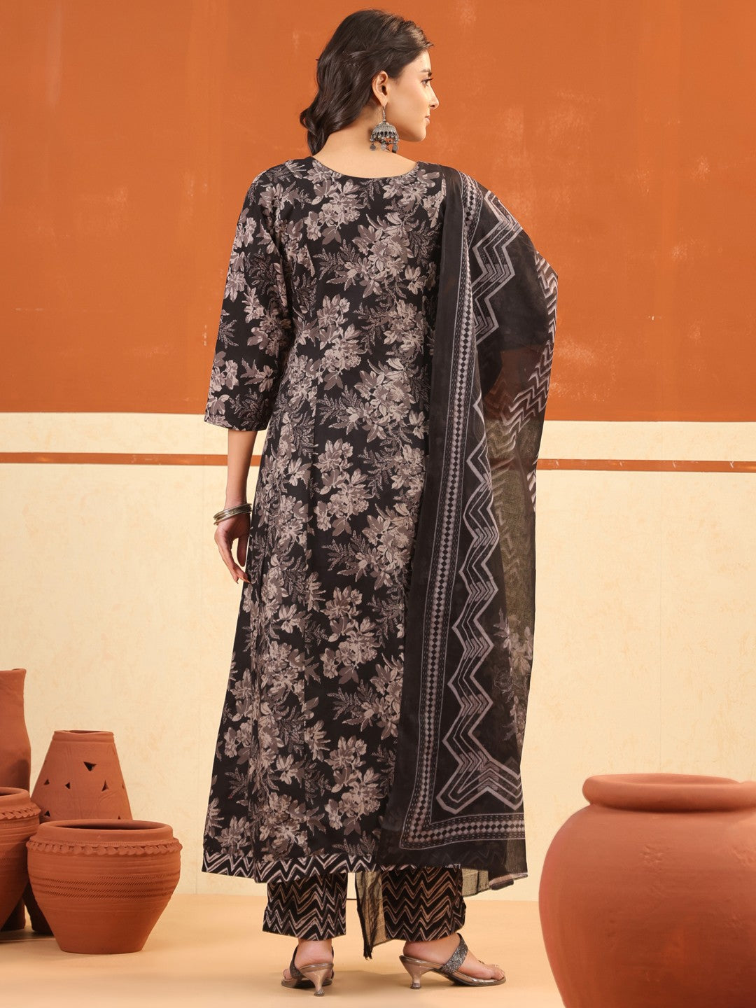 Larqi Women Pure Cotton Black 3 Pcs Set