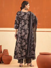 Larqi Women Pure Cotton Black 3 Pcs Set