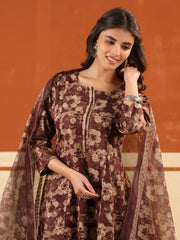 Larqi Women Pure Cotton Brown 3 Pcs Set