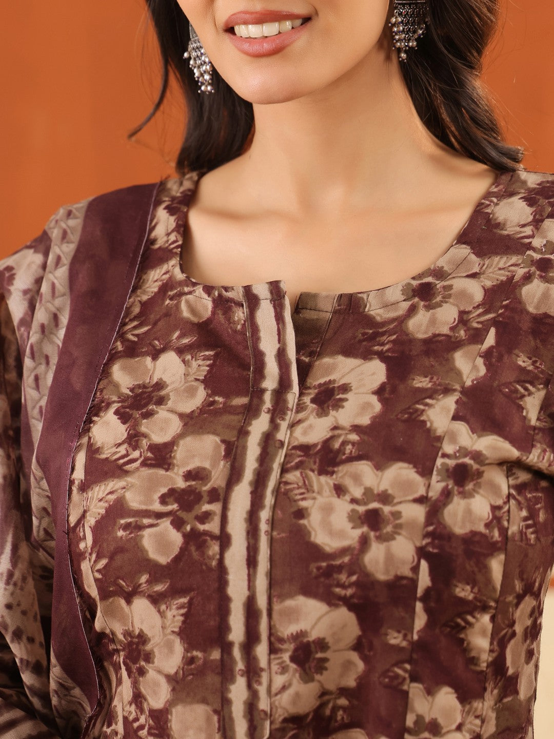 Larqi Women Pure Cotton Brown 3 Pcs Set