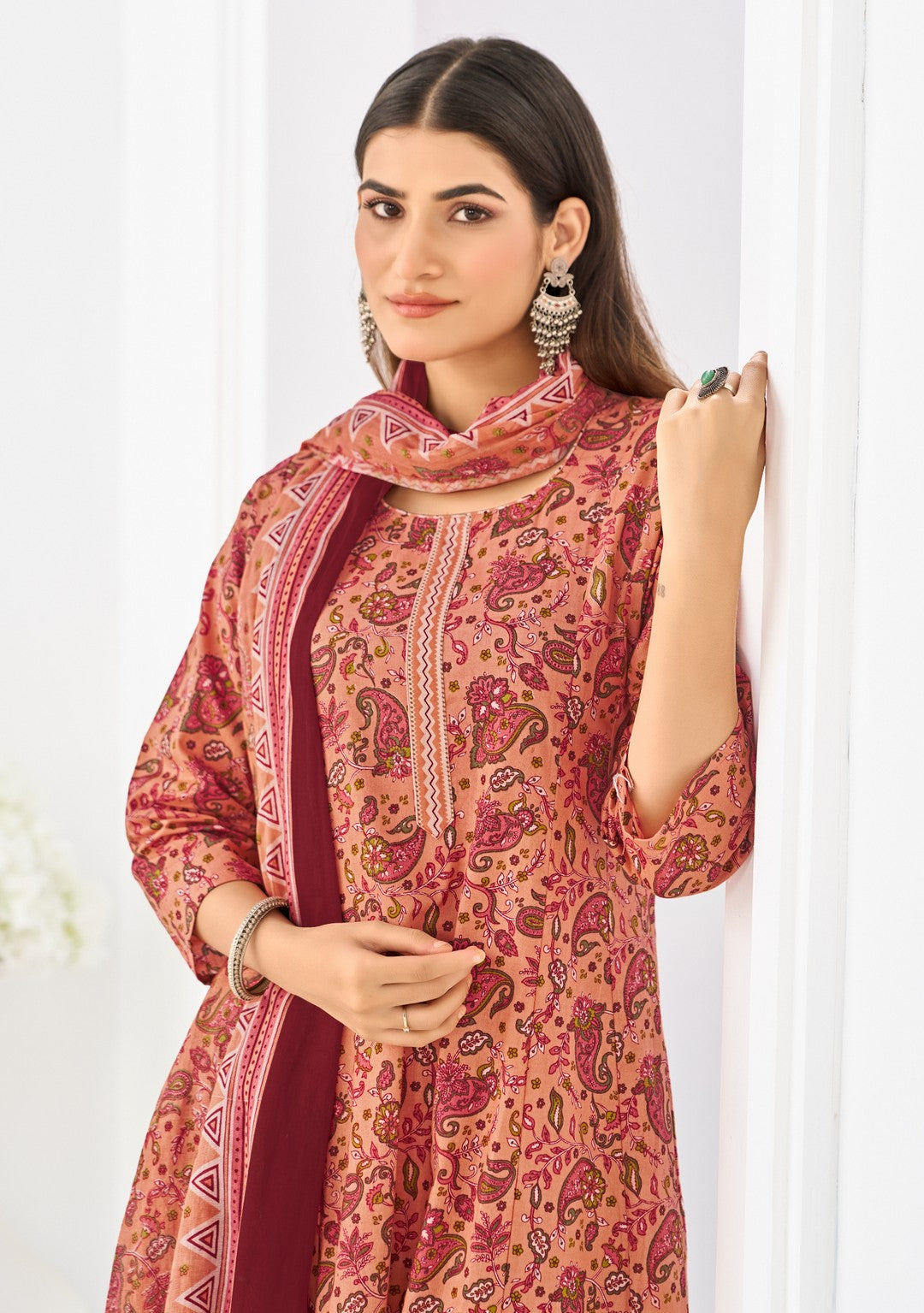 Larqi Women Pure Cotton Orange 3 Pcs Set