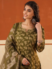 Larqi Women Pure Cotton Olive 3 Pcs Set