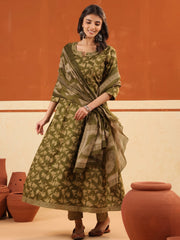 Larqi Women Pure Cotton Olive 3 Pcs Set