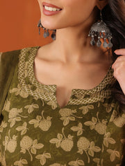 Larqi Women Pure Cotton Olive 3 Pcs Set