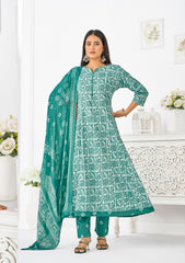 Larqi Women Pure Cotton Green 3 Pcs Set