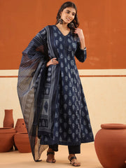 Larqi Women Pure Cotton Blue 3 Pcs Set