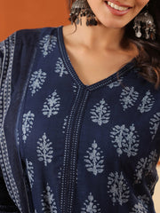 Larqi Women Pure Cotton Blue 3 Pcs Set