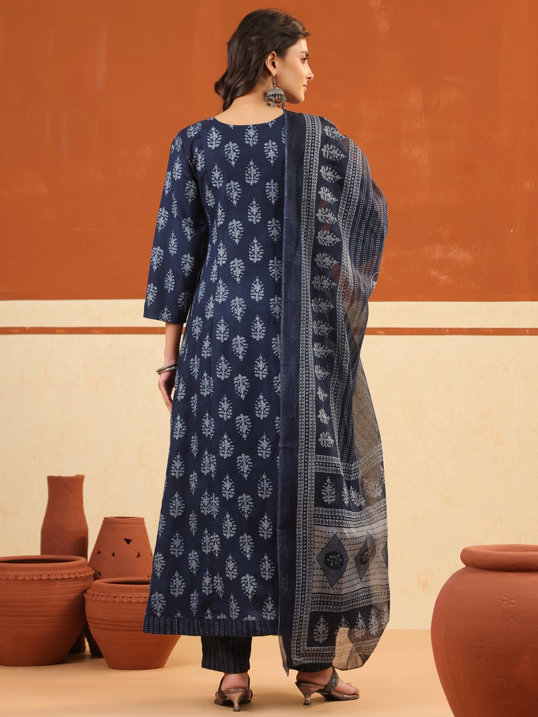 Larqi Women Pure Cotton Blue 3 Pcs Set