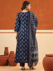 Larqi Women Pure Cotton Blue 3 Pcs Set