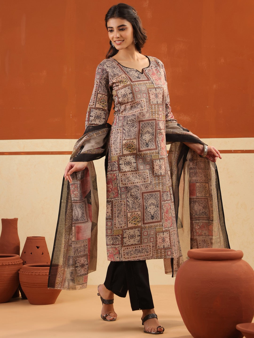Larqi Women Pure Cotton Beige 3 Pcs Set