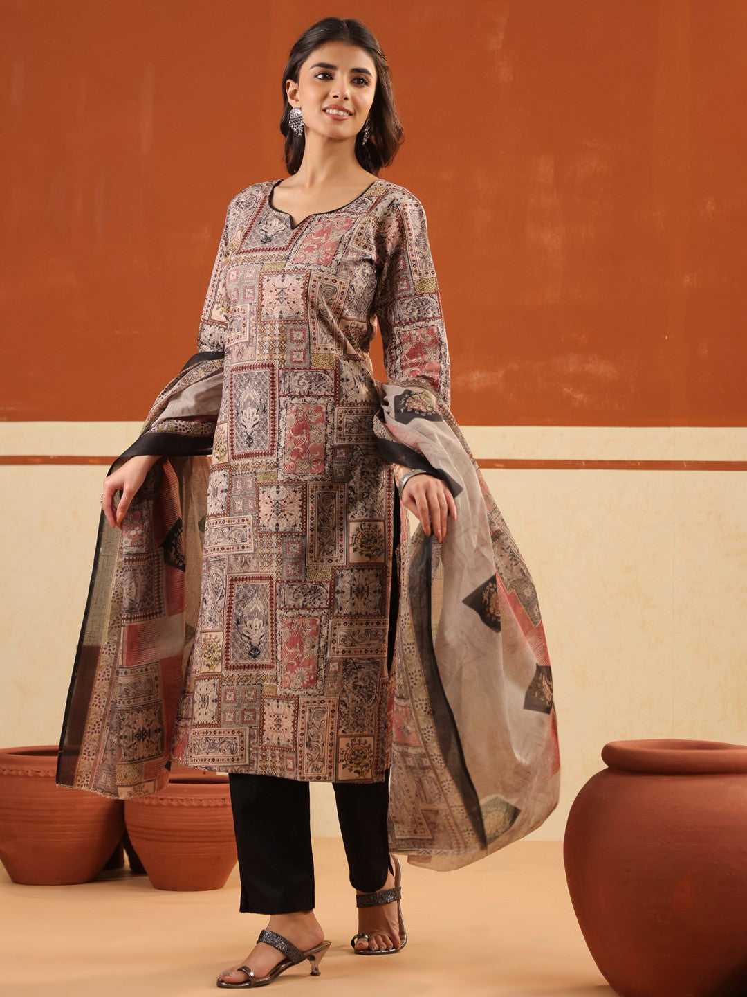 Larqi Women Pure Cotton Beige 3 Pcs Set