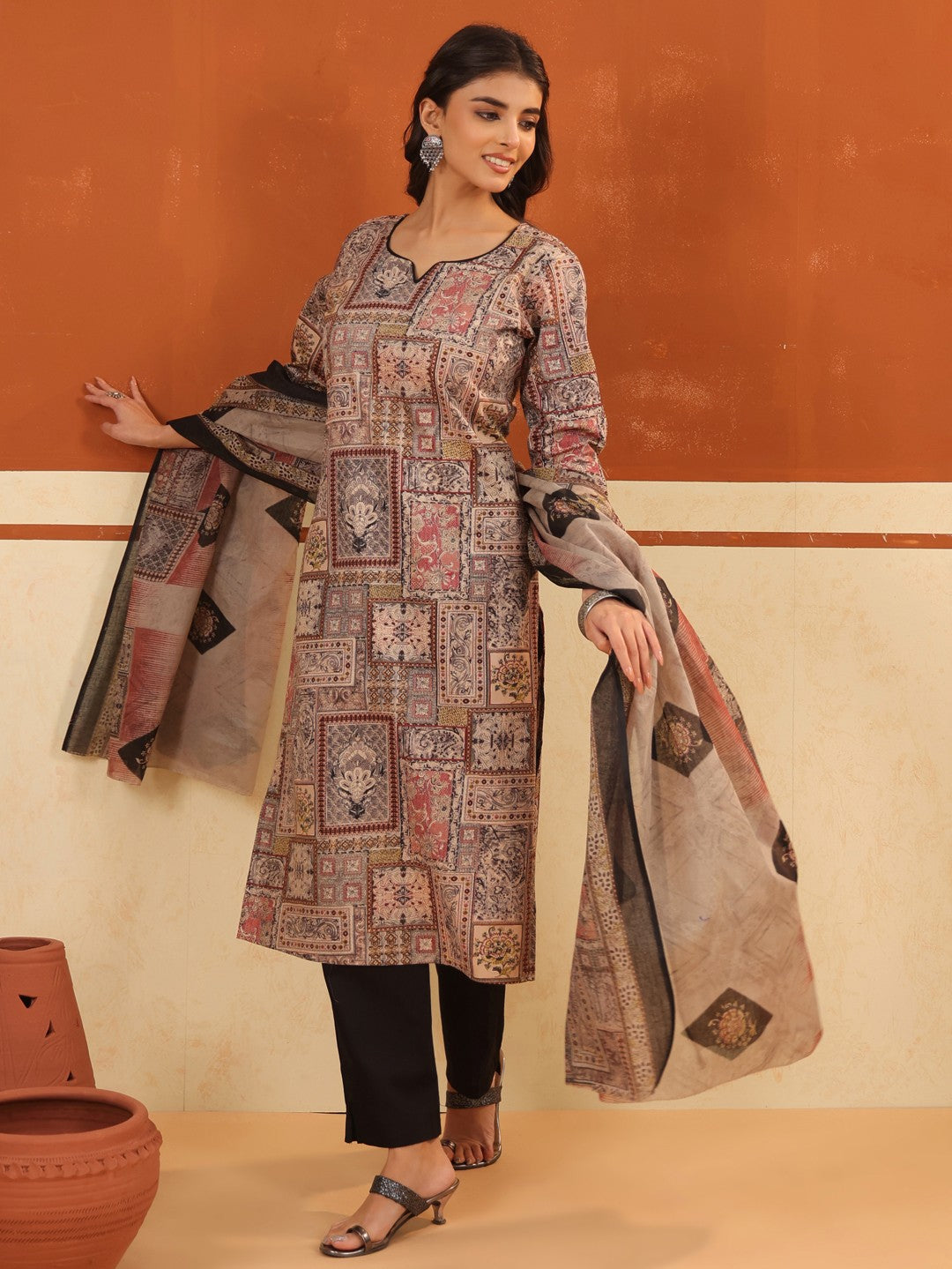 Larqi Women Pure Cotton Beige 3 Pcs Set
