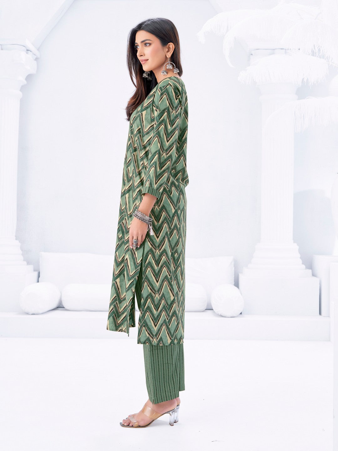 Larqi Women Pure Cotton Green 3 Pcs Set