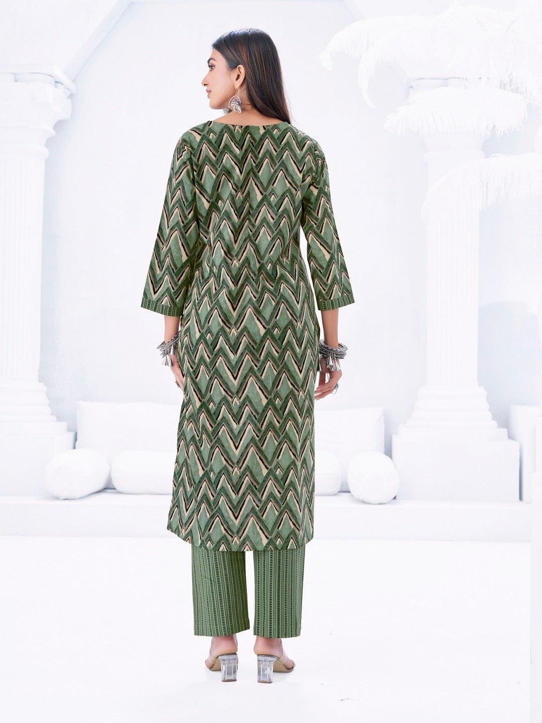 Larqi Women Pure Cotton Green 3 Pcs Set