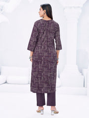 Larqi Women Pure Cotton Purple 3 Pcs Set