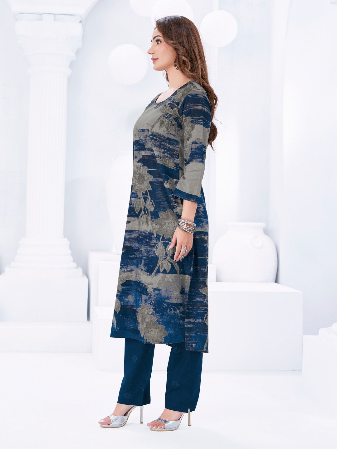 Larqi Women Pure Cotton Navy Blue 3 Pcs Set