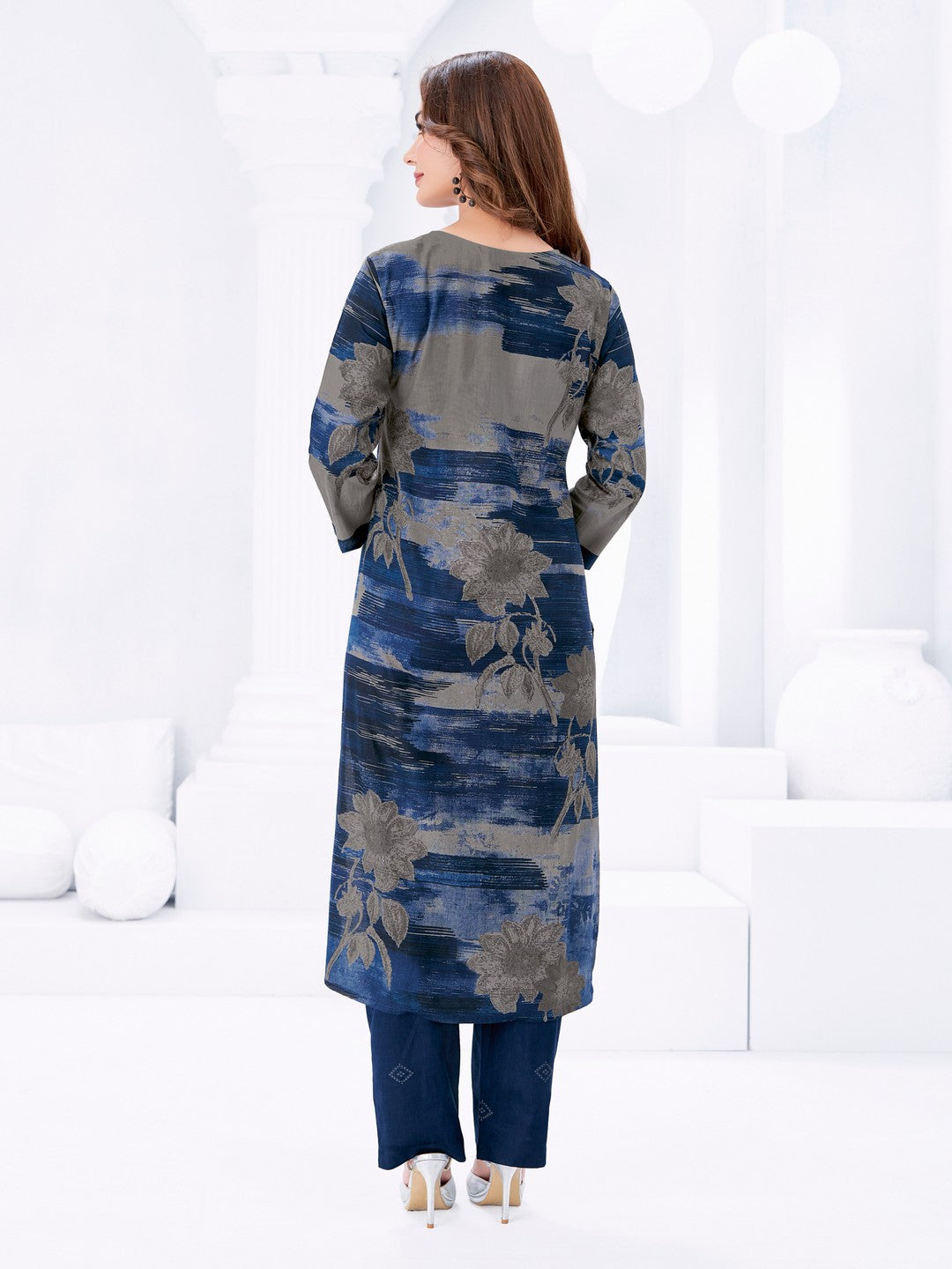 Larqi Women Pure Cotton Navy Blue 3 Pcs Set