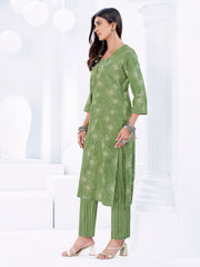 Larqi Women Pure Cotton Green 3 Pcs Set