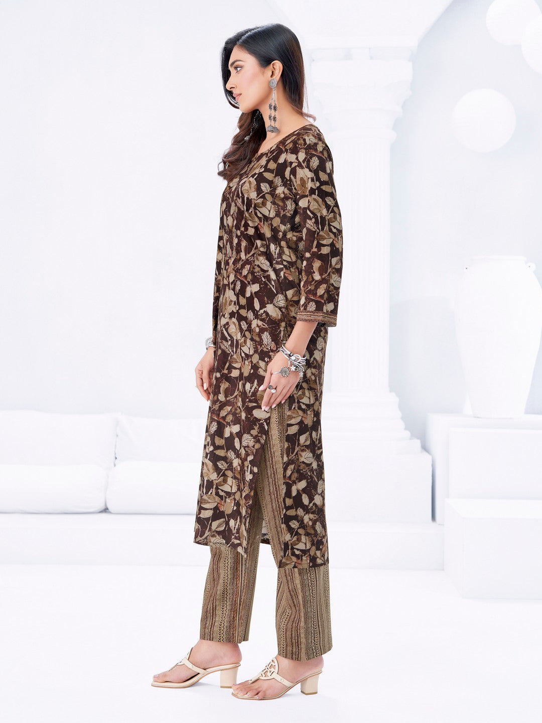 Larqi Women Pure Cotton Brown 3 Pcs Set