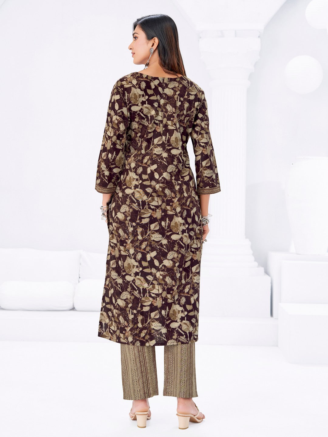 Larqi Women Pure Cotton Brown 3 Pcs Set