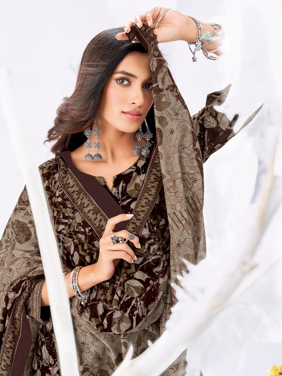 Larqi Women Pure Cotton Brown 3 Pcs Set