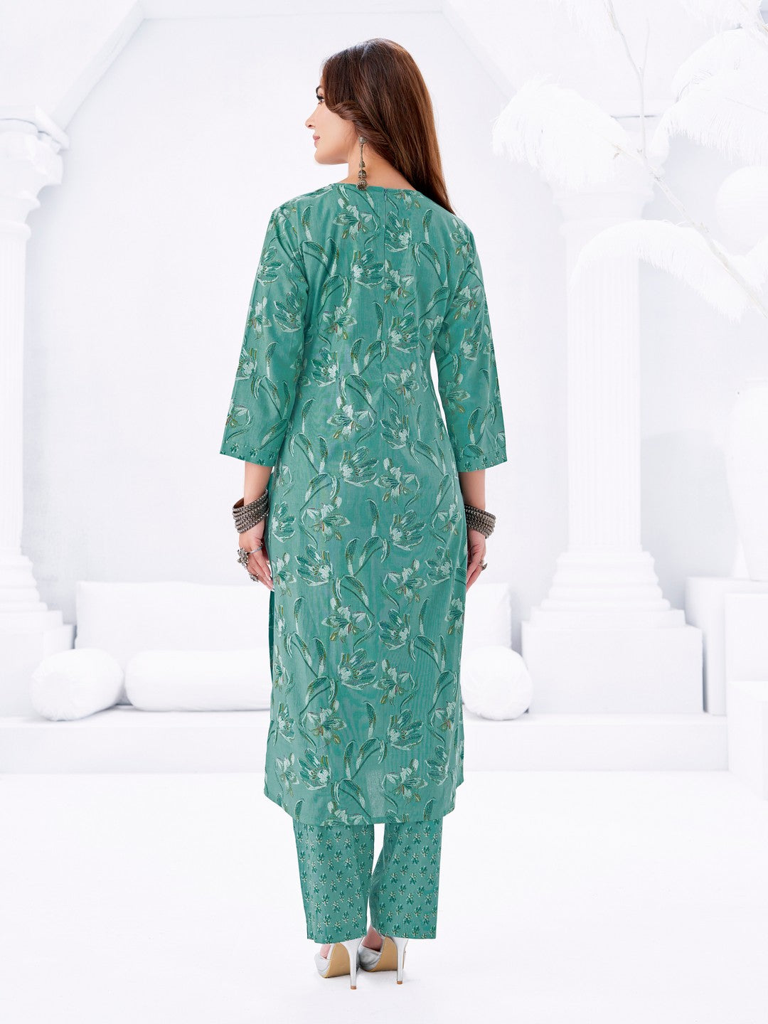 Larqi Women Pure Cotton Green 3 Pcs Set