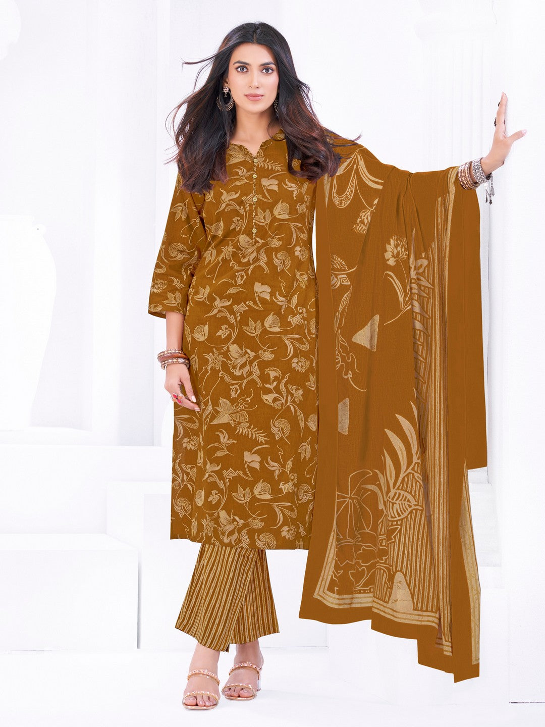Larqi Women Pure Cotton Yellow 3 Pcs Set